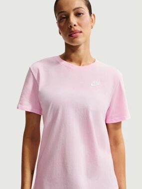 Nike Women’s Pastel Pink Crewneck Short Sleeve Tee with White Swoosh